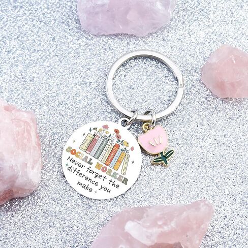 Social Worker Gifts for Women Unique Gifts for Social Workers Month Appreciation Gift Never Forget The Difference You Make Keychain Funny School Socials Services Gift for Birthday Christmas in Saudi Arabia