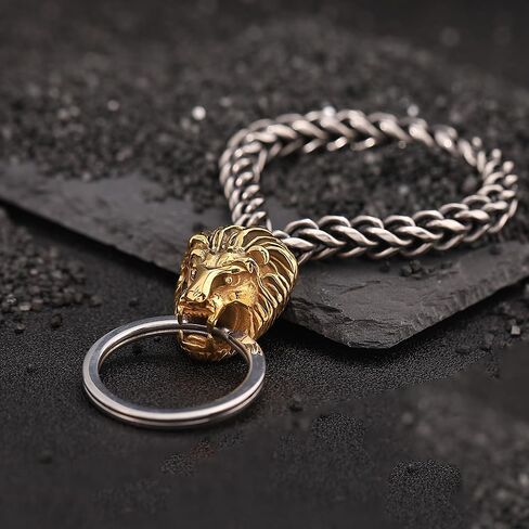 TURTLEDOVE Luxury Gold Lion Head Keychain, Stainless Steel Key Chain, The King of Beasts Keyring in Saudi Arabia