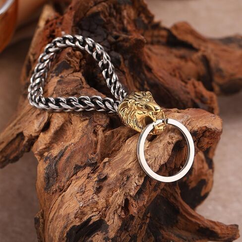 TURTLEDOVE Luxury Gold Lion Head Keychain, Stainless Steel Key Chain, The King of Beasts Keyring in Saudi Arabia