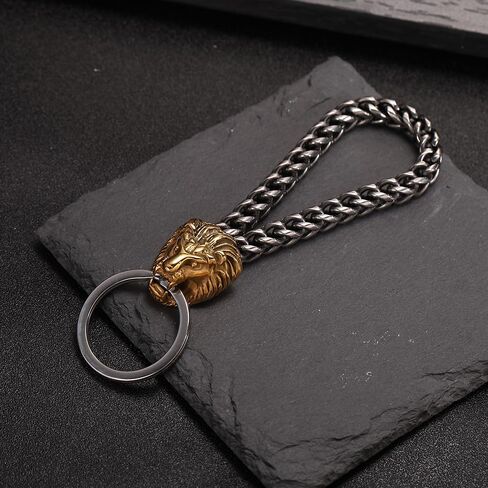 TURTLEDOVE Luxury Gold Lion Head Keychain, Stainless Steel Key Chain, The King of Beasts Keyring in Saudi Arabia