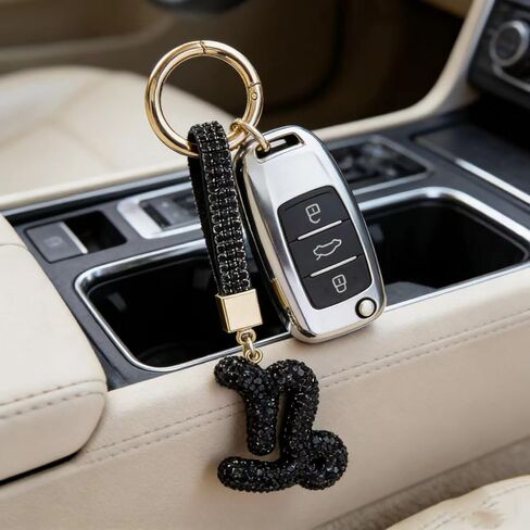 12 Constellation Keychain with Black Crystal Embellishments, Car Phone Bag Pendant Accessories, 5.1 x 2.36 Inches in Saudi Arabia