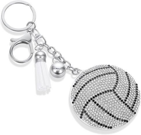 Sparkling Sport Volleyball Keychain Volleyball Charms Rhinestone Baseball Football Ball On Key for Women Men Players Charms Gifts Backpack Key Chain Bag Accessories in Saudi Arabia