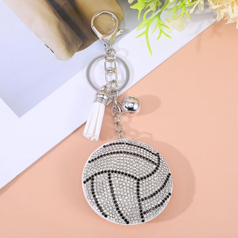 Sparkling Sport Volleyball Keychain Volleyball Charms Rhinestone Baseball Football Ball On Key for Women Men Players Charms Gifts Backpack Key Chain Bag Accessories in Saudi Arabia