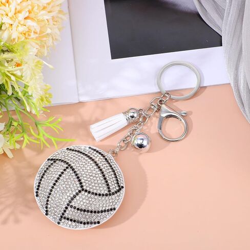 Sparkling Sport Volleyball Keychain Volleyball Charms Rhinestone Baseball Football Ball On Key for Women Men Players Charms Gifts Backpack Key Chain Bag Accessories in Saudi Arabia