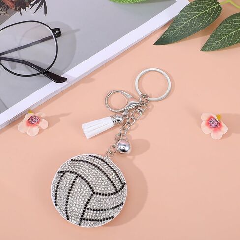 Sparkling Sport Volleyball Keychain Volleyball Charms Rhinestone Baseball Football Ball On Key for Women Men Players Charms Gifts Backpack Key Chain Bag Accessories in Saudi Arabia