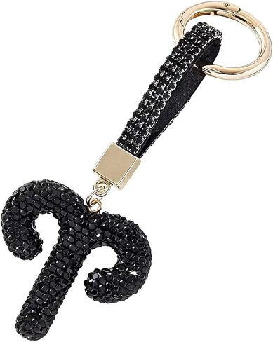 12 Constellation Keychain with Black Crystal Embellishments, Car Phone Bag Pendant Accessories, 5.1 x 2.36 Inches in Saudi Arabia