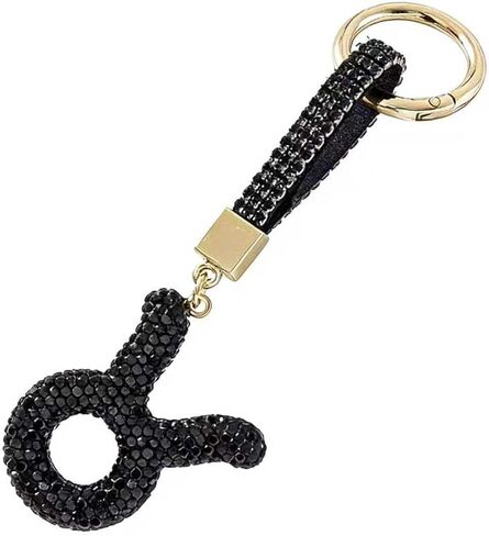 12 Constellation Keychain with Black Crystal Embellishments, Car Phone Bag Pendant Accessories, 5.1 x 2.36 Inches in Saudi Arabia