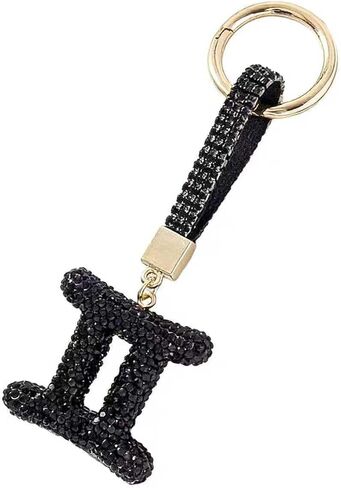 12 Constellation Keychain with Black Crystal Embellishments, Car Phone Bag Pendant Accessories, 5.1 x 2.36 Inches in Saudi Arabia