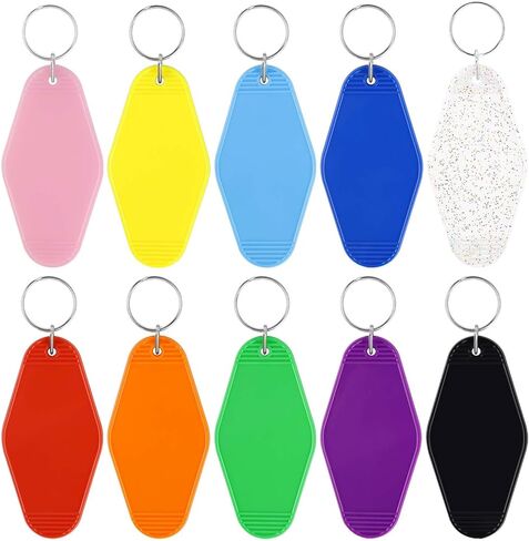 10 Pcs Motel Keychain Blank Hotel Keychain Bulk Rhombus Key Tags Plastic Custom Vintage Keychains with Key Rings for DIY Keychain Crafts Ornament Luggage Tag Key Labels (10 Colors) in Saudi Arabia