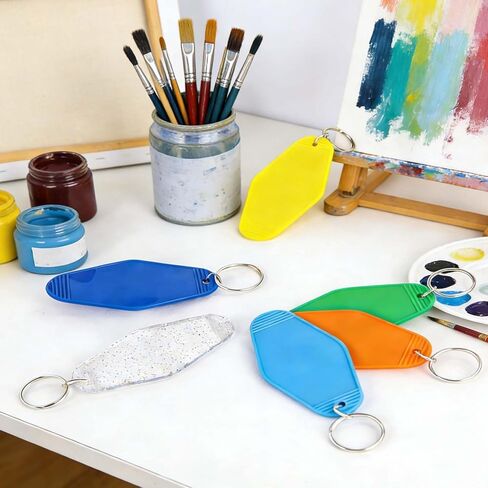 10 Pcs Motel Keychain Blank Hotel Keychain Bulk Rhombus Key Tags Plastic Custom Vintage Keychains with Key Rings for DIY Keychain Crafts Ornament Luggage Tag Key Labels (10 Colors) in Saudi Arabia