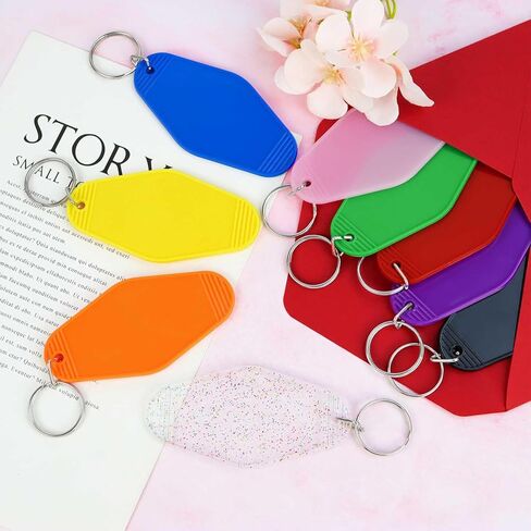 10 Pcs Motel Keychain Blank Hotel Keychain Bulk Rhombus Key Tags Plastic Custom Vintage Keychains with Key Rings for DIY Keychain Crafts Ornament Luggage Tag Key Labels (10 Colors) in Saudi Arabia