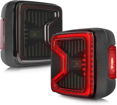 UNI-SHINE Pack 2 Smoked LED Tail Lights Compatible with Jeep JL Wrangler 2018-2026 Full LED with Running, Brake, Reverse, and Turn Signal Lights Available in Flush Mount Design and Clear Lens in Kuwait