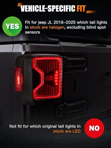 UNI-SHINE Pack 2 Smoked LED Tail Lights Compatible with Jeep JL Wrangler 2018-2026 Full LED with Running, Brake, Reverse, and Turn Signal Lights Available in Flush Mount Design and Clear Lens in Kuwait