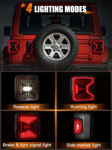 UNI-SHINE Pack 2 Smoked LED Tail Lights Compatible with Jeep JL Wrangler 2018-2026 Full LED with Running, Brake, Reverse, and Turn Signal Lights Available in Flush Mount Design and Clear Lens in Kuwait