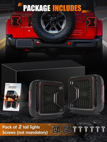 UNI-SHINE Pack 2 Smoked LED Tail Lights Compatible with Jeep JL Wrangler 2018-2026 Full LED with Running, Brake, Reverse, and Turn Signal Lights Available in Flush Mount Design and Clear Lens in Kuwait