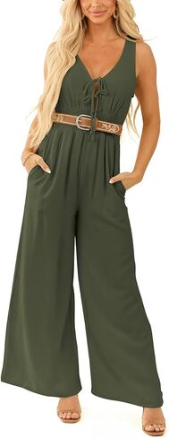 Womens Jumpsuit Sleeveless Wide Leg Romper Summer Vacation Beach Outfit in Saudi Arabia