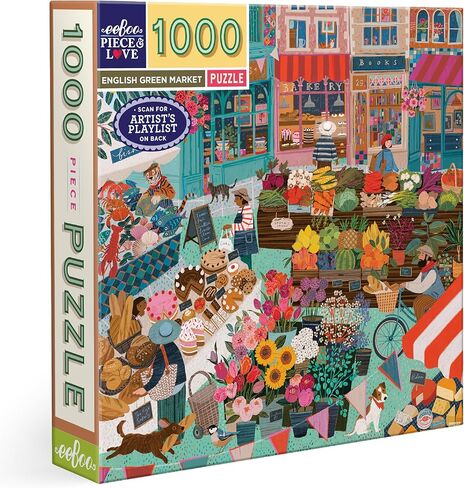 eeBoo Piece & Love: English Green Market - أحجية مكونة من 1000 قطعة - منشار مربع للكبار، 23 × 23، يتضمن إدراج مرجعي للصورة، قطع in Kuwait