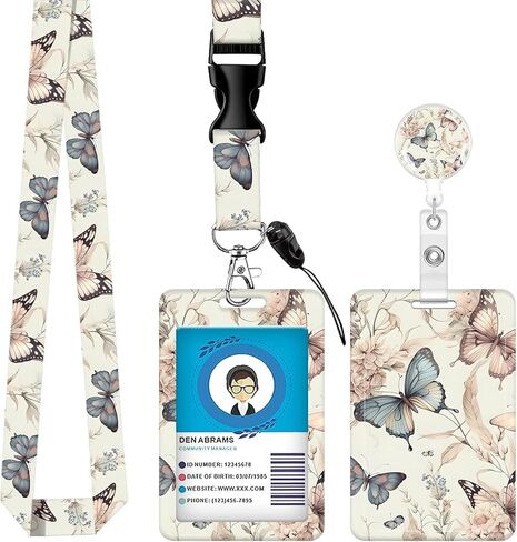ID Badge Holder with Breakaway Lanyard, Retractable Badge Reel Name Tag, Cute Lanyards for ID Badges Ajustable, Teacher Nurse Work Office Gifts (Cute Blue Ribbon Bow) in Saudi Arabia