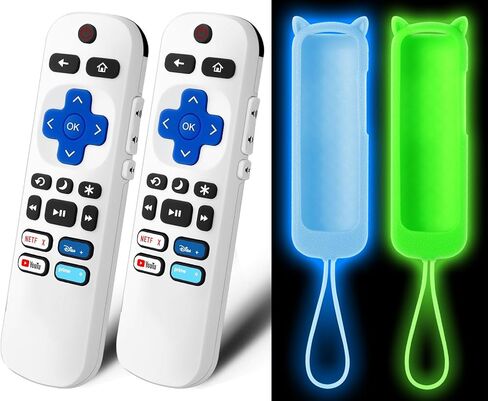 (Pack of 2) Replacement Remote Control for Roku TV with Soft Protective Silicone Cover, Universal Remote for TCL/Hisense/Sharp/Philips/Onn/Westinghouse/Insignia/Element Roku TV in Saudi Arabia