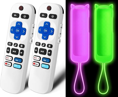 (Pack of 2) Replacement Remote Control for Roku TV with Soft Protective Silicone Cover, Universal Remote for TCL/Hisense/Sharp/Philips/Onn/Westinghouse/Insignia/Element Roku TV in Saudi Arabia
