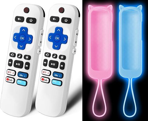 (Pack of 2) Replacement Remote Control for Roku TV with Soft Protective Silicone Cover, Universal Remote for TCL/Hisense/Sharp/Philips/Onn/Westinghouse/Insignia/Element Roku TV in Saudi Arabia