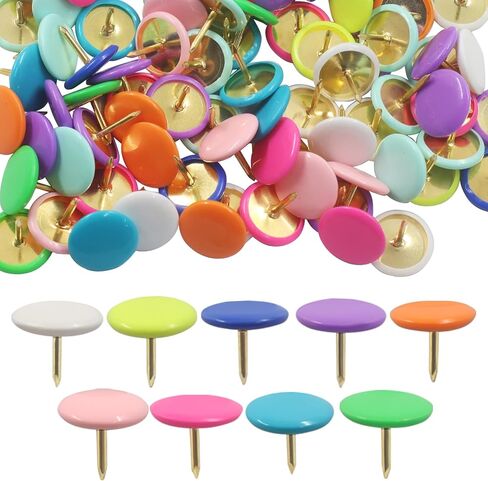 400 Pack Decorative Thumb Tacks, Plastic Roundness Head Push Pins Black Thumb Tacks, 3/8 Inch Roundness Thumbtack for Wall Map Cork Board(Red, Yellow, Blue, Green) in Kuwait