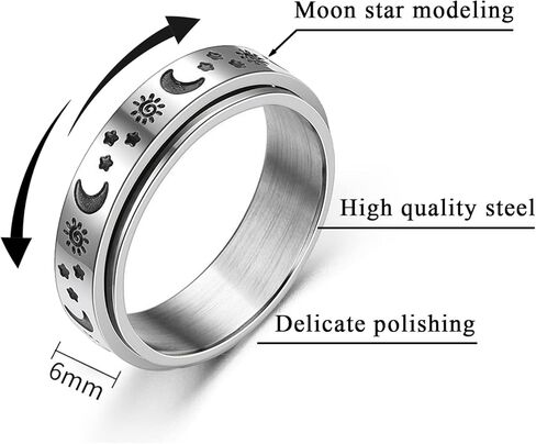 2PCS Matching Promise Rings for Him & Her, Custom Engraving Personalized Ring, Retro Spinner Fidget Ring for Wedding for Couple & Best Friend (2 in 1 set) in Kuwait