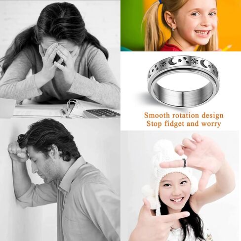 2PCS Matching Promise Rings for Him & Her, Custom Engraving Personalized Ring, Retro Spinner Fidget Ring for Wedding for Couple & Best Friend (2 in 1 set) in Kuwait