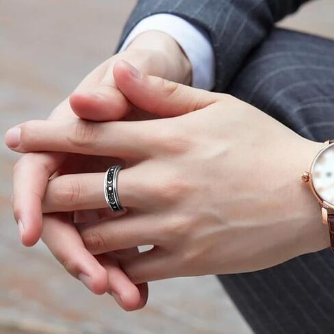 2PCS Matching Promise Rings for Him & Her, Custom Engraving Personalized Ring, Retro Spinner Fidget Ring for Wedding for Couple & Best Friend (2 in 1 set) in Kuwait