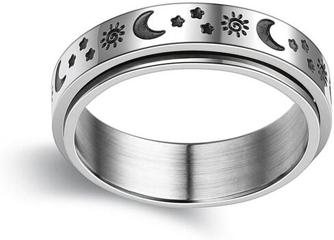 2PCS Matching Promise Rings for Him & Her, Custom Engraving Personalized Ring, Retro Spinner Fidget Ring for Wedding for Couple & Best Friend (2 in 1 set) in Kuwait