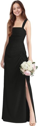 Spaghetti Strap Junior Bridesmaid Dresses for Wedding Chiffon Flower Girl Dress Square Neck Girls Formal Dress in Saudi Arabia