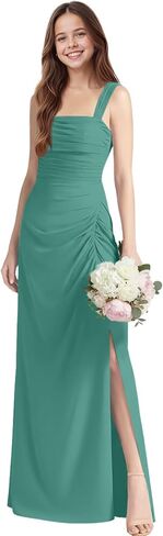 Spaghetti Strap Junior Bridesmaid Dresses for Wedding Chiffon Flower Girl Dress Square Neck Girls Formal Dress in Saudi Arabia