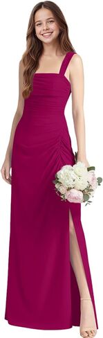 Spaghetti Strap Junior Bridesmaid Dresses for Wedding Chiffon Flower Girl Dress Square Neck Girls Formal Dress in Saudi Arabia