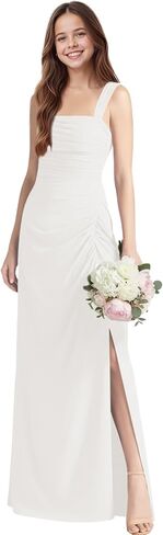 Spaghetti Strap Junior Bridesmaid Dresses for Wedding Chiffon Flower Girl Dress Square Neck Girls Formal Dress in Saudi Arabia