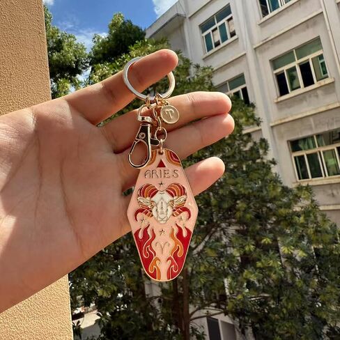 12 Constellations Keychain Stainless steel Enamel Hotel Key Ring Gift For Families Friends Colleagues in Saudi Arabia