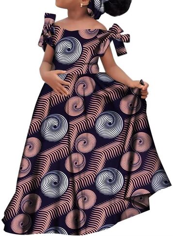 فستان XIAOHUAGUA للأطفال البنات Dashiki الأفريقي مطبوع فساتين حفلات لطيفة للأطفال in Kuwait