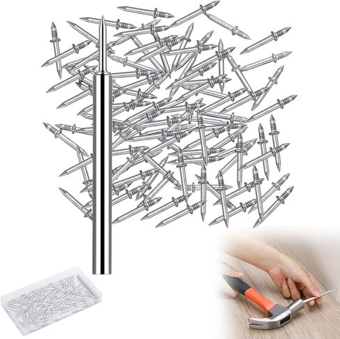 100Pcs Double-Head Skirting Thread Seamless Nail, Skirting Line Without Marks Nail, Invisible Security Screws Equipped with Nail Specific Sleeve Tool in Kuwait