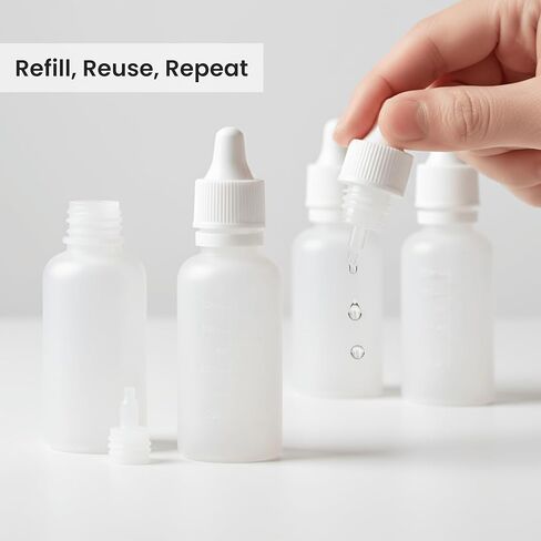 5 PCS 30ml Plastic Dropper Bottle - Squeezable Eye Dropper Bottles - Refillable Mini Dropper Bottles with Srew Cap - Ideal for Essence, Oil in Kuwait