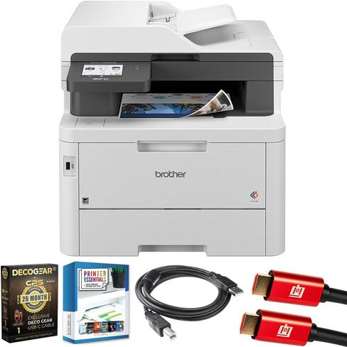 Brother MFCL3780CDW Digital Color All-in-One Laser Printer Bundle with Deco Gear CPS 26 Month Protection Pack, Tech Smart USA Printer Essentials, Deco Essential 6FT Printer Cable and HDMI Cable in Saudi Arabia