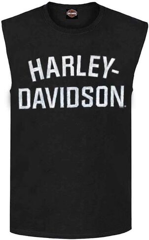 Harley-Davidson Men's Heritage H-D Script Muscle Shirt Tank Top, Black 30296631 in Saudi Arabia