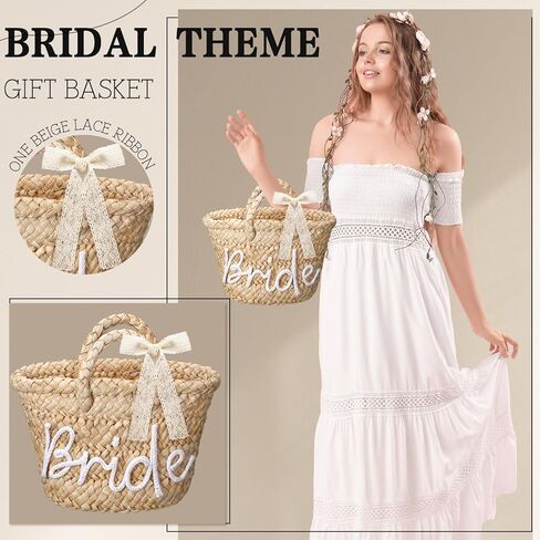 هدية دش العروس، حقيبة شاطئ من القش للعروس مصنوعة من حبل القطن وحقيبة يد للشاطئ، هدية لحفلات الزفاف وشهر العسل in Kuwait