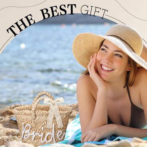 هدية دش العروس، حقيبة شاطئ من القش للعروس مصنوعة من حبل القطن وحقيبة يد للشاطئ، هدية لحفلات الزفاف وشهر العسل in Kuwait