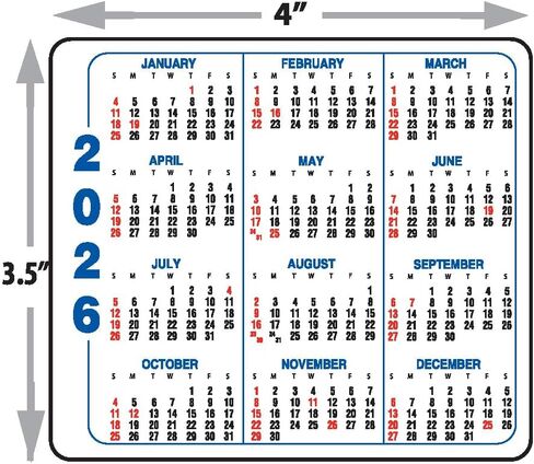Small Refrigerator Magnetic Calendar, 4 x 3.5 in Saudi Arabia