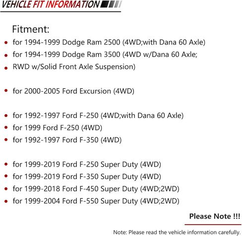 JLEO K8607 4WD مفاصل كروية أمامية سفلية لـ 1992-1997 Ford F-250/F350، 1999-2019 F-450/F-550 Super Duty، لرحلة 2000-2005، لـ 1994-1999 دودج رام 2500/3500 in Saudi Arabia