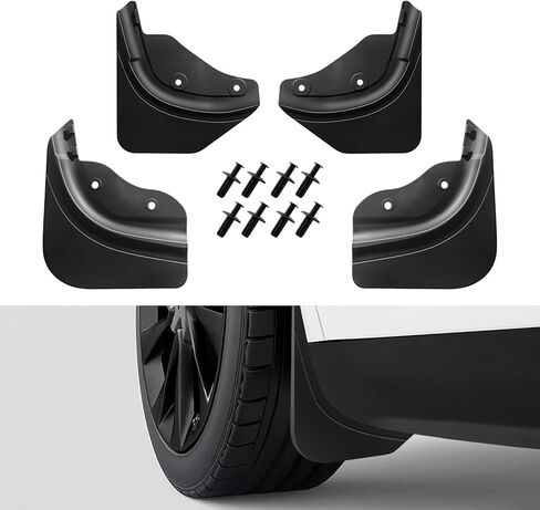 No Drill Mud Flaps for 2019-2024 Tesla Model Y, OEM-Style Matte Black 4Pcs Splash Guards, All Weather Heavy Duty Paint & Body Protection, Custom Fit Standard/Long Range/Performance AWD/RWD Trims in Saudi Arabia