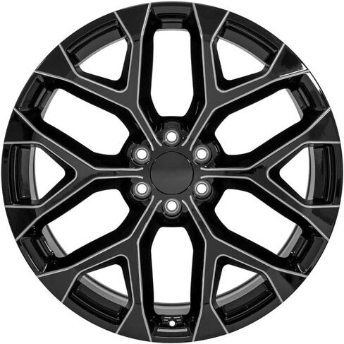 OE Wheels CV98 24 Inch Rims Fit Silverado 1500 Snowflake Style 6x139.7 24x10 Gloss Black with Milled Edge - Hollander 5668 (Set of 4) in Saudi Arabia