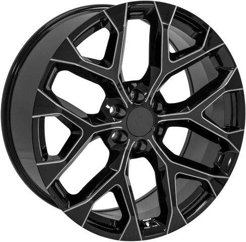 OE Wheels CV98 24 Inch Rims Fit Silverado 1500 Snowflake Style 6x139.7 24x10 Gloss Black with Milled Edge - Hollander 5668 (Set of 4) in Saudi Arabia
