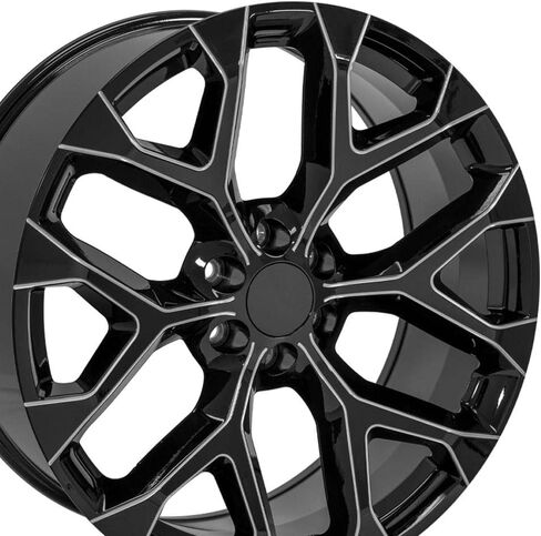 OE Wheels CV98 24 Inch Rims Fit Silverado 1500 Snowflake Style 6x139.7 24x10 Gloss Black with Milled Edge - Hollander 5668 (Set of 4) in Saudi Arabia