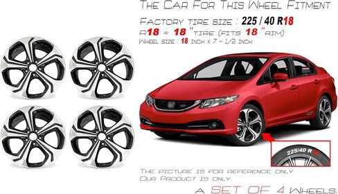 مجموعة من 4 عجلات سوداء مُشكَّلة مقاس 18 بوصة مقاس 18X7.5 لحافة بديلة بتصميم Honda Civic OEM لعام 2014 2015 in Saudi Arabia