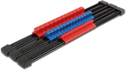 G-PLUS ABS منظم المقبس القابل للتركيب حامل السكك الحديدية 6 قطع ABS المقبس المنظم مقبس القيادة 1/4 بوصة × 16 مقطعًا 3/8 بوصة × 15 مقطعًا 1/2 بوصة × 12 حوامل السكك الحديدية شديدة التحمل in Saudi Arabia